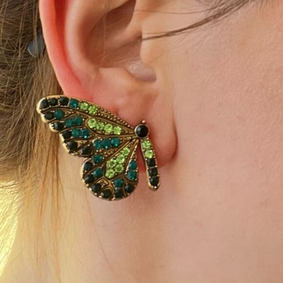 Rhinestone Butterfly Earrings - Picture 3 of 10